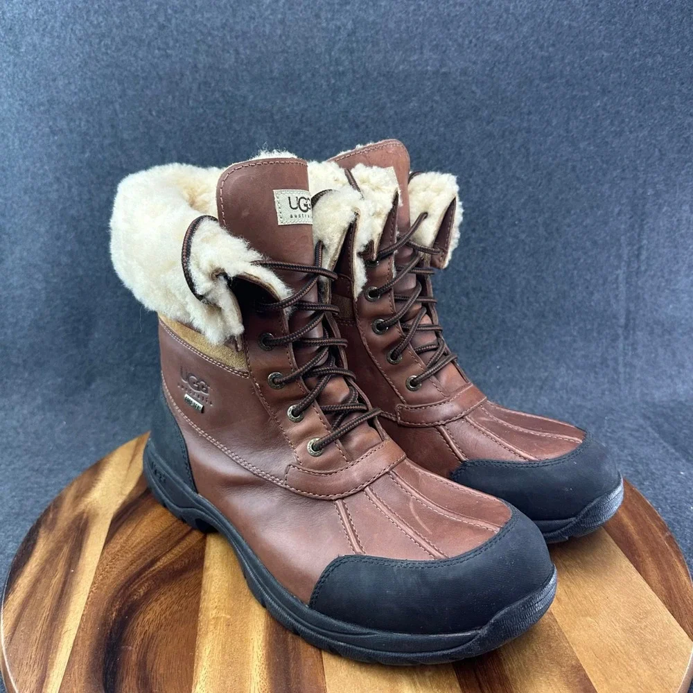 UGG Butte Waterproof Boots Mens 12 Leather & Sheepskin Worchester 5521